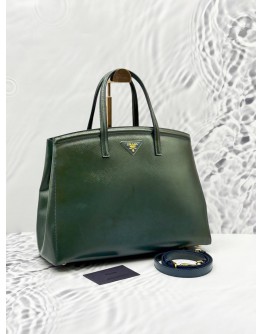 PRADA BN2535 TOTE TOP HANDLE BAG WITH STRAP IN AZZURRO SAFFIANO VERNICE