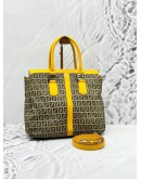 FENDI ZUCCA TOTE TOP HANDLE BAG WITH STRAP IN BROWN BEIGE CANVAS AND YELLOW CALFSKIN LEATHER