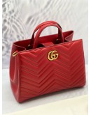 (LIKE NEW) GUCCI RED QUILTED MARMONT TOTE BAG 