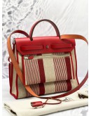(LIKE NEW) 2019 HERMES TOILE AND VACHE HUNTER H VIBRATION HERBAG 31 