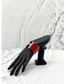 HERMES CLIC CLAC H NARROW BRACELET IN RED WITH SILVER HARDWARE