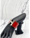 HERMES CLIC CLAC H NARROW BRACELET IN RED WITH SILVER HARDWARE