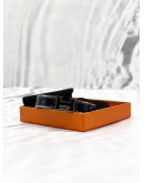 HERMES CLIC CLAC H NARROW BRACELET IN BLACK WITH SILVER HARDWARE