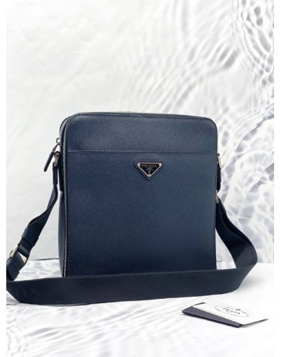 (LIKE NEW) PRADA MESSENGER CROSSBODY BAG IN DARK BLUE SAFFIANO LEATHER