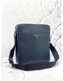 (LIKE NEW) PRADA MESSENGER CROSSBODY BAG IN DARK BLUE SAFFIANO LEATHER