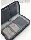(LIKE NEW) TUMI BLACK LEATHER AND CANVAS LARGE ZIP AROUND TRAVEL WALLET 
