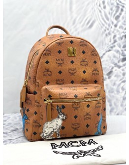 (LIKE NEW) MCM SMALL HIDE AND SEEK RABBIT STARK COGNAC BACKPACK 