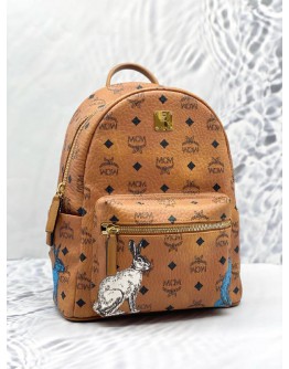(LIKE NEW) MCM SMALL HIDE AND SEEK RABBIT STARK COGNAC BACKPACK 