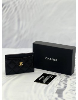 (LIKE NEW) CHANEL CAVIAR CLASSIC CARDHOLDER GHW -FULL SET- 