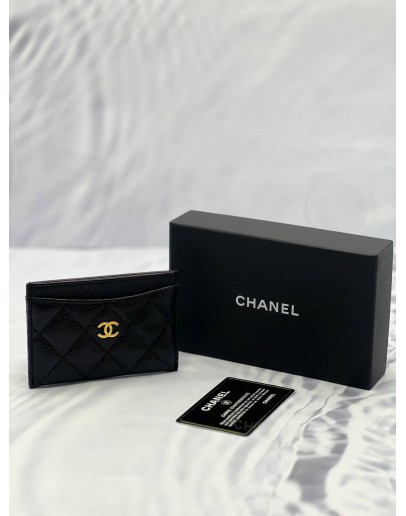 (LIKE NEW) CHANEL CAVIAR CLASSIC CARDHOLDER GHW -FULL SET- 