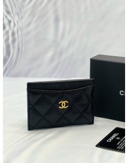 (LIKE NEW) CHANEL CAVIAR CLASSIC CARDHOLDER GHW -FULL SET- 