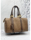 (LIKE NEW) FENDI ZUCCHINO BROWN COATED CANVAS MEDIUM FOREVER BAULETTO BOSTON BAG