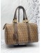 (LIKE NEW) FENDI ZUCCHINO BROWN COATED CANVAS MEDIUM FOREVER BAULETTO BOSTON BAG