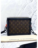 (LIKE NEW) LOUIS VUITTON SOFT TRUNK CROSSBODY BAG IN BROWN MONOGRAM CANVAS AND BLACK COWHIDE LEATHER 