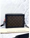 (LIKE NEW) LOUIS VUITTON SOFT TRUNK CROSSBODY BAG IN BROWN MONOGRAM CANVAS AND BLACK COWHIDE LEATHER 