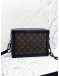 (LIKE NEW) LOUIS VUITTON SOFT TRUNK CROSSBODY BAG IN BROWN MONOGRAM CANVAS AND BLACK COWHIDE LEATHER 