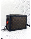 (LIKE NEW) LOUIS VUITTON SOFT TRUNK CROSSBODY BAG IN BROWN MONOGRAM CANVAS AND BLACK COWHIDE LEATHER 