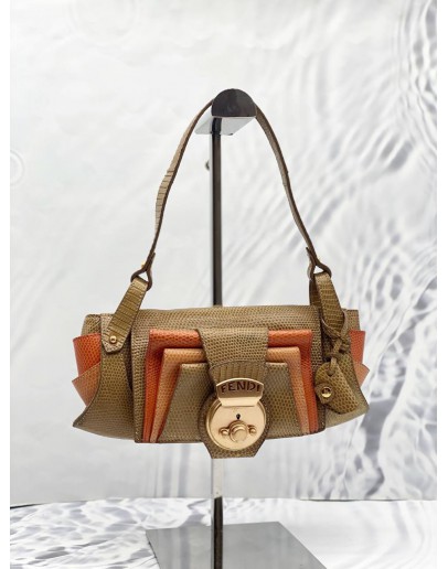 FENDI BEIGE AND ORANGE SHOULDER BAG