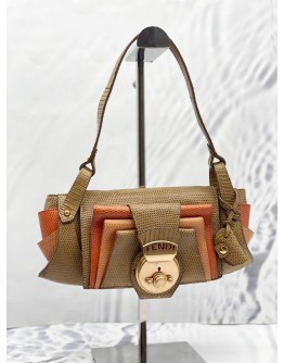 FENDI BEIGE AND ORANGE SHOULDER BAG