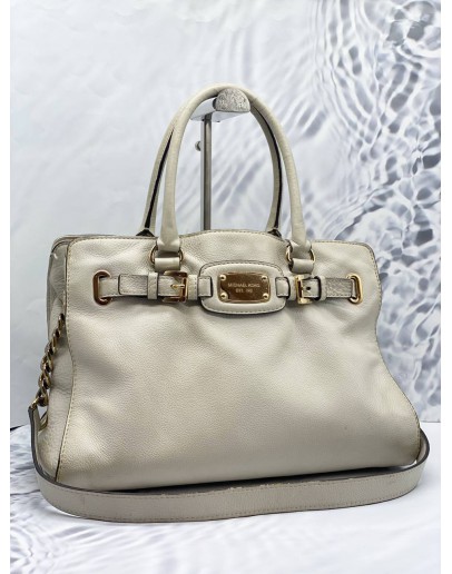MICHAEL KORS HAMILTON WHITE LEATHER HANDBAG WITH STRAP