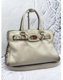 MICHAEL KORS HAMILTON WHITE LEATHER HANDBAG WITH STRAP