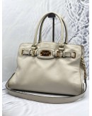 MICHAEL KORS HAMILTON WHITE LEATHER HANDBAG WITH STRAP