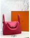 (UNUSED) 2021 HERMES LINDY 26 SHOULDER BAG IN ROSE EXTREME TAURILLON CLEMENCE LEATHER -FULL SET-