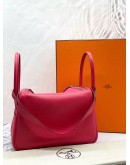(UNUSED) 2021 HERMES LINDY 26 SHOULDER BAG IN ROSE EXTREME TAURILLON CLEMENCE LEATHER -FULL SET-