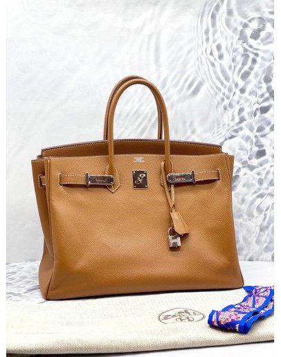 2009 HERMES BIRKIN 35 TOP HANDLE BAG IN GOLD EPSOM LEATHER -FULL SET-