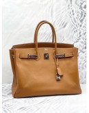 2009 HERMES BIRKIN 35 TOP HANDLE BAG IN GOLD EPSOM LEATHER -FULL SET-