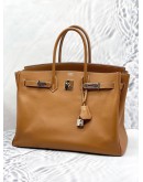 2009 HERMES BIRKIN 35 TOP HANDLE BAG IN GOLD EPSOM LEATHER -FULL SET-