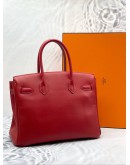 (LIKE NEW) 2014 HERMES BIRKIN 30 TOP HANDLE BAG IN ROUGE CASAQUE TOGO LEATHER -FULL SET-