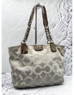 COACH LARGE MADISON GREY OP ART SIGNATURE C MAGAZINE TOTE BAG 