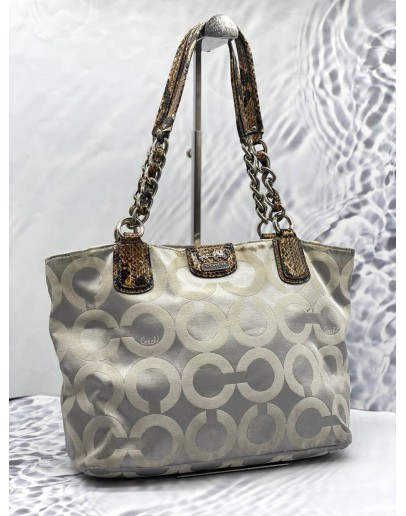 COACH LARGE MADISON GREY OP ART SIGNATURE C MAGAZINE TOTE BAG 