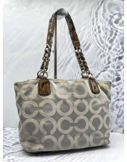 COACH LARGE MADISON GREY OP ART SIGNATURE C MAGAZINE TOTE BAG 