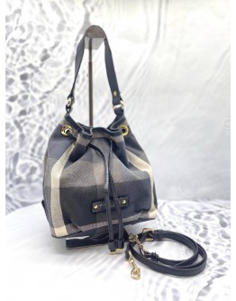 BURBERRY BLUE LABEL MINI CRESTBRIDGE CHECK BUCKET BAG