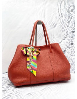 (LIKE NEW) 2013 HERMES GARDEN PARTY 36 SHOULDER BAG IN ROUGE CASAQUE NEGONDA LEATHER -FULL SET-