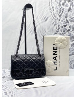 CHANEL REISSUE 2.55 PATENT DOUBLE SMALL FLAP BAG SHW -FULL SET-