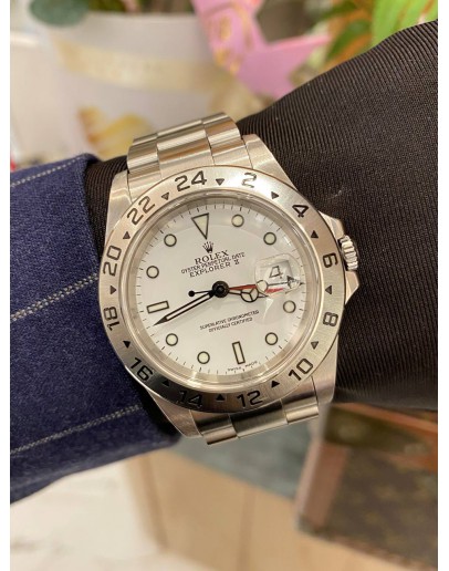 2002 ROLEX EXPLORER II REF 16570 WHITE DIAL 40MM AUTOMATIC WATCH
