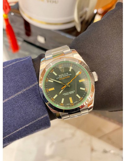(LIKE NEW) 2015 ROLEX MILGAUSS REF 116400GV GREEN FLASH BLACK DIAL 40MM AUTOMATIC WATCH -FULL SET-