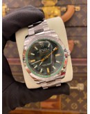 (LIKE NEW) 2015 ROLEX MILGAUSS REF 116400GV GREEN FLASH BLACK DIAL 40MM AUTOMATIC WATCH -FULL SET-