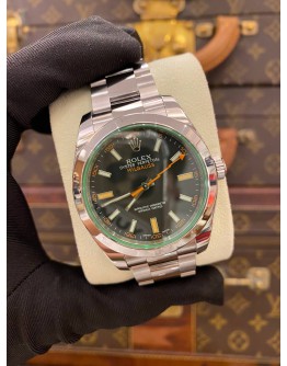 (LIKE NEW) 2015 ROLEX MILGAUSS REF 116400GV GREEN FLASH BLACK DIAL 40MM AUTOMATIC WATCH -FULL SET-