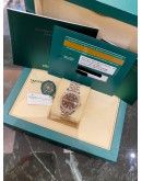 (UNUSED) 2019 ROLEX DATEJUST 31 REF 278381RBR HALF 18K 750 ROSE GOLD BROWN DIAMOND DIAL DIAMOND BEZEL 31MM AUTOMATIC WATCH -FULL SET-
