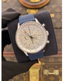 (UNUSED) 2018 BREITLING NAVITIMER WORLD GMT CHRONOGRAPH REF A24322 WHITE DIAL 46MM AUTOMATIC WATCH -FULL SET-
