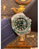 (LIKE NEW) 2015 ROLEX HULK SUBMARINER DATE REF 116610LV GREEN DIAL 40MM AUTOMATIC WATCH -FULL SET-