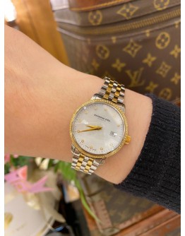 (LIKE NEW) 2023 RAYMOND WEIL TOCCATA HALF 18K 750 YELLOW GOLD MOTHER OF PEARL DIAMOND DIAL REF 5988-SP5-97081 29MM QUARTZ WATCH