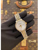 (LIKE NEW) 2023 RAYMOND WEIL TOCCATA HALF 18K 750 YELLOW GOLD MOTHER OF PEARL DIAMOND DIAL REF 5988-SP5-97081 29MM QUARTZ WATCH