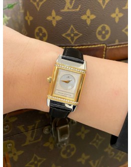 (LIKE NEW) 2014 JAEGER-LECOULTRE REVERSO DUETTO TWO FACE DIAMONDS WHITE DIAL MOTHER OF PEARL REF 266.5.44 21MM x 33MM MANUAL WINDING WATCH -FULL SET-