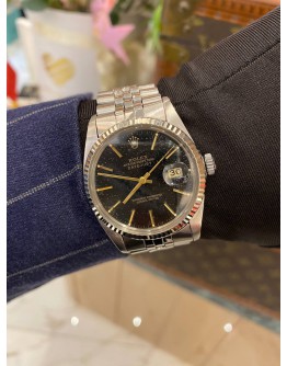ROLEX DATEJUST 36 REF 16014 JUBILEE BLACK DIAL 36MM AUTOMATIC WATCH