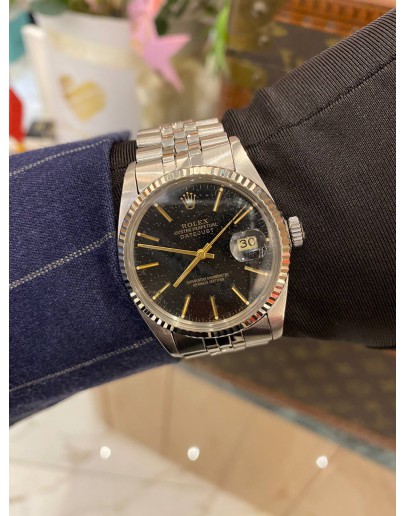 ROLEX DATEJUST 36 REF 16014 JUBILEE BLACK DIAL 36MM AUTOMATIC WATCH